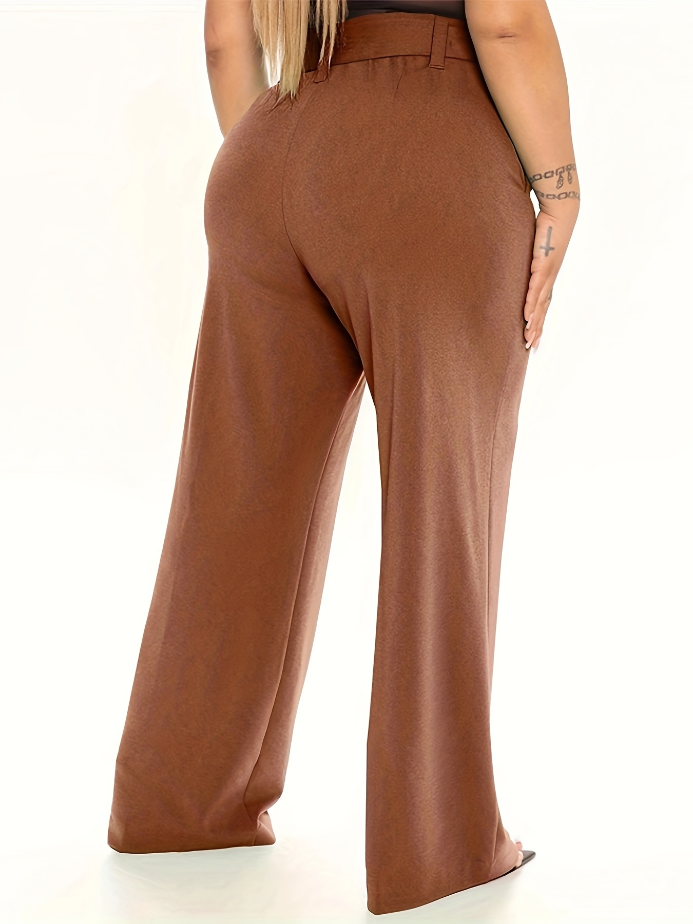 Women Wide Leg Pants High Elastic Waist Long Trousers Casual Stretch  Bottoms