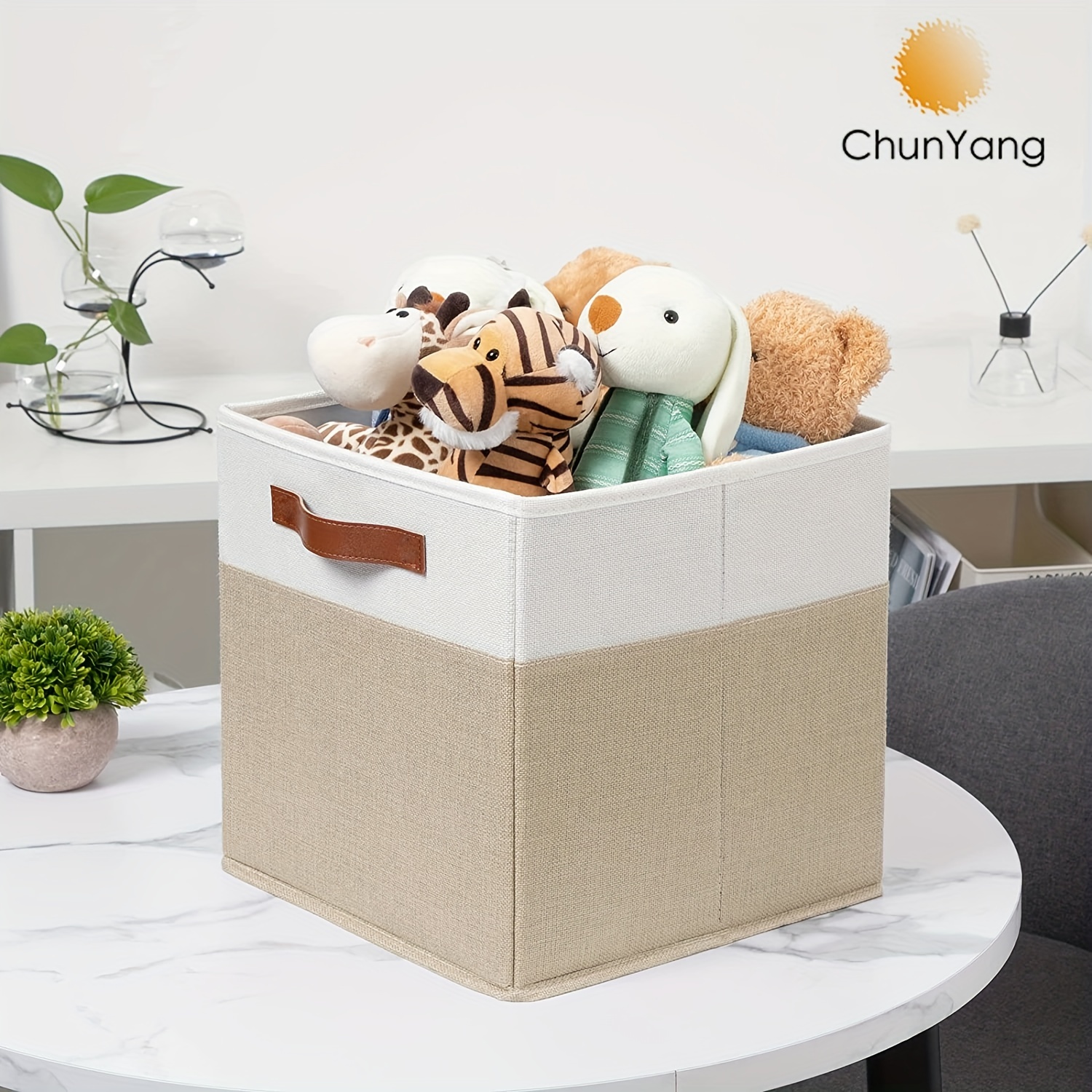 4pcs Cube Storage Box Fabric Basket With Handles Foldable Organizer 11 Inch