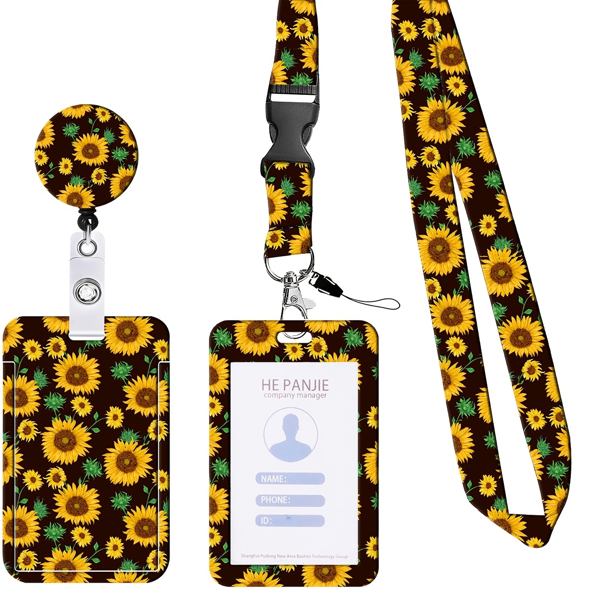 Personalize Student Id Card Stylish Sunflower Pattern - Temu