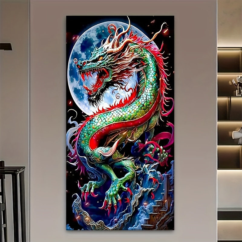 Diy Artificial Diamond Painting Kit 5d Colorful Dragon - Temu