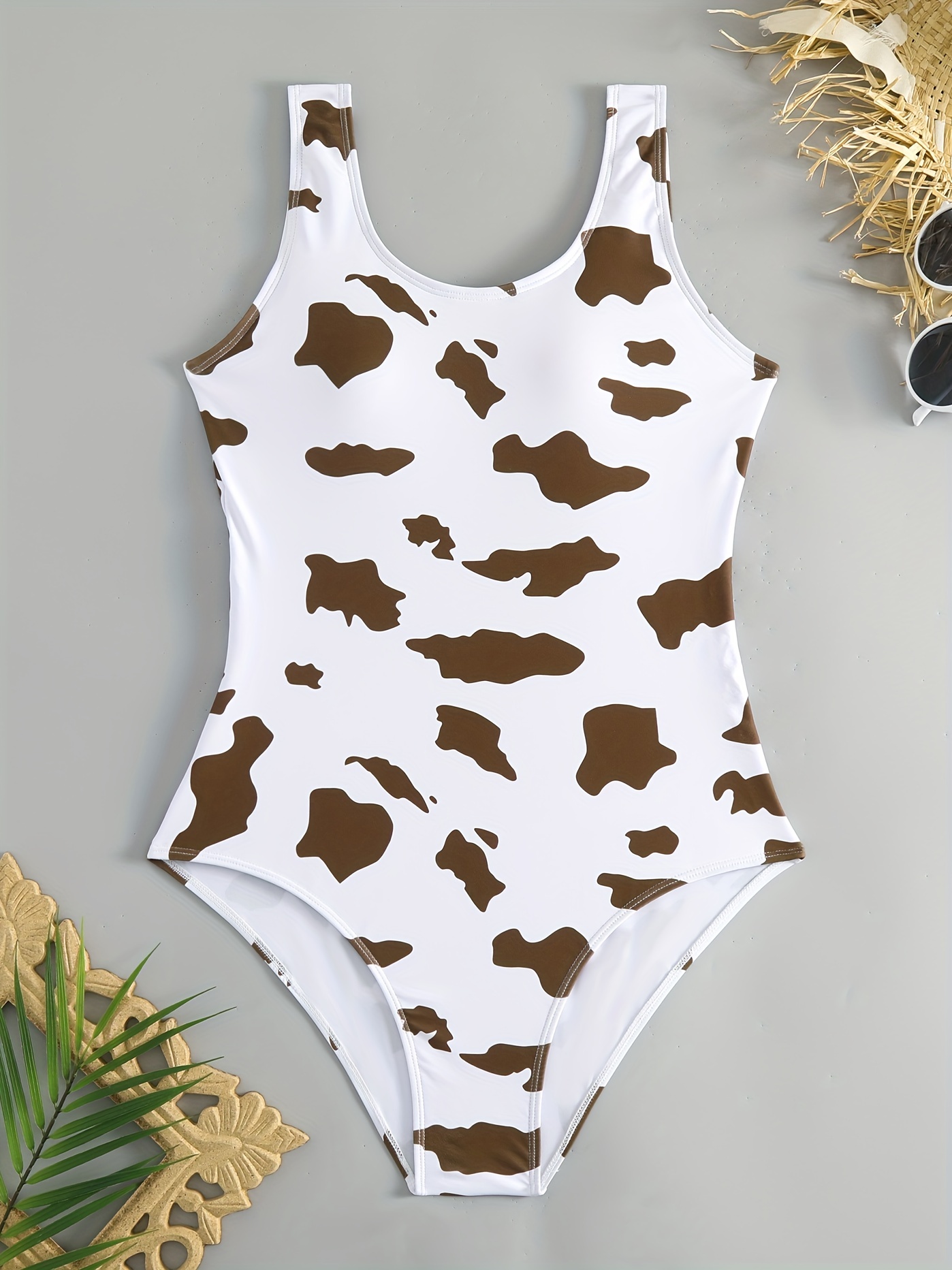 Animal Print Two Pieces Swimsuit V Neck Tummy Control High - Temu