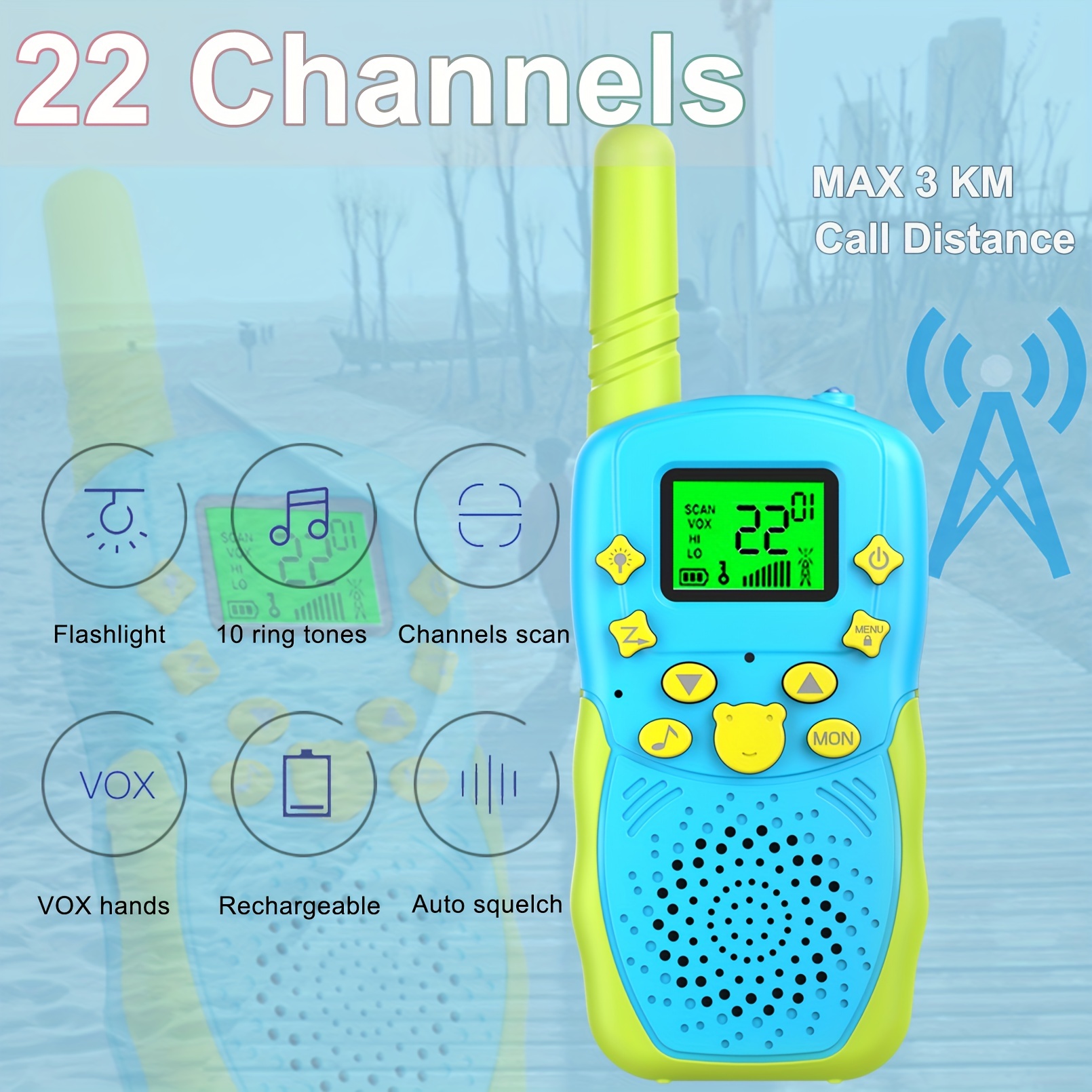 Walkie Talkies for Kids 22 Channel 2 Way Radio 3 Miles Long Range Handheld  Walkie Talkies Durable Toy Best Birthday Gifts for 6 Year Old Boys and