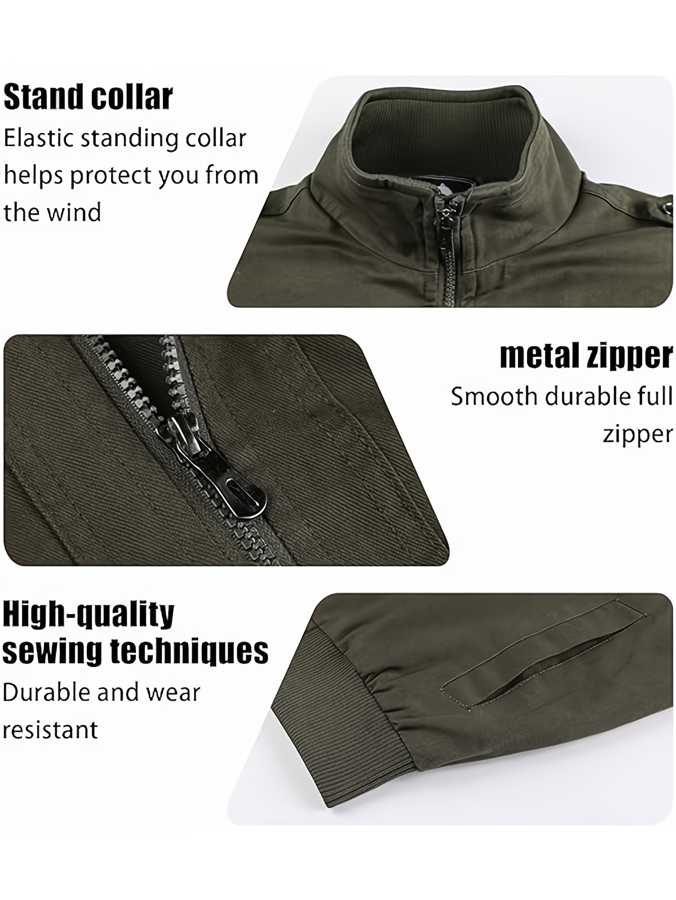  JEShifangjiusu Men'S Casual Washed Cotton Military Jacket  Spring Falls Cargo Bomber Outwear Stand Collar Pocket Jacket Coat (Medium, Army Green) : Sports & Outdoors