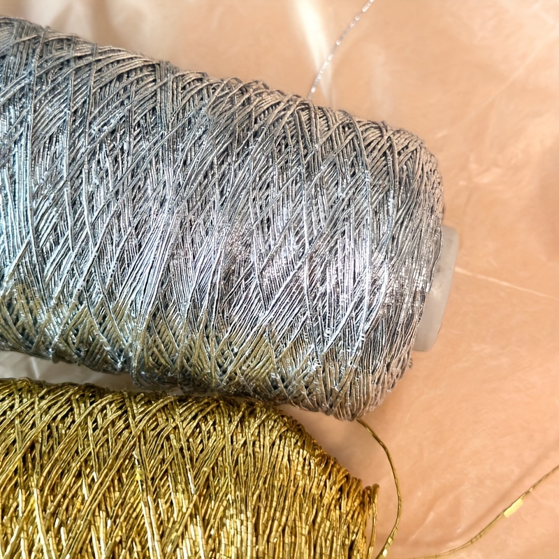 Metallic Tshirt Yarn Crochet Knitting Needlework Weaving Fancy Thick Cloth  Wool, Shinny Gold Silver Purse, Handbag DIY Material