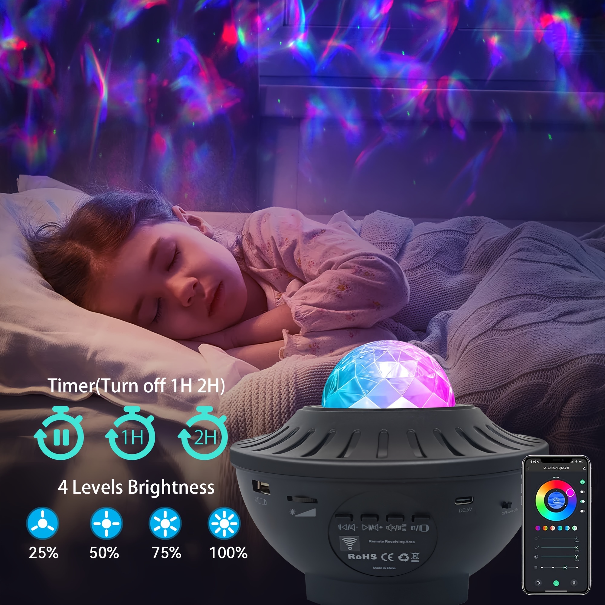 Galaxy Projector Star Night Light With Voice Control