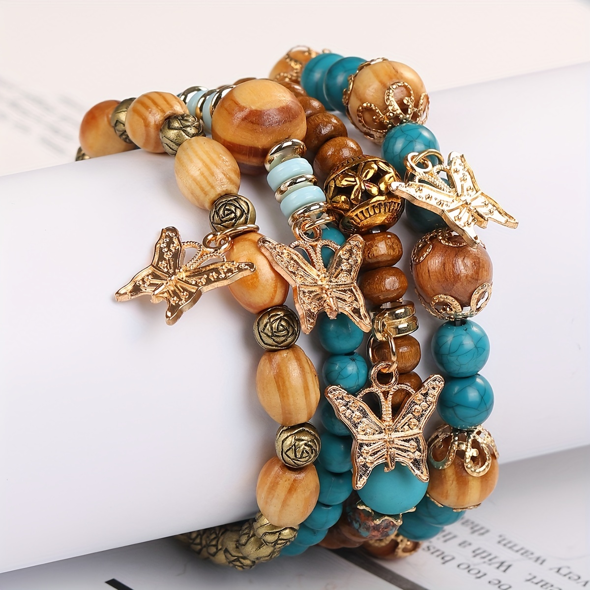 Bohemian Creative Butterfly Pendant Crystal Multilayer Beads - Temu