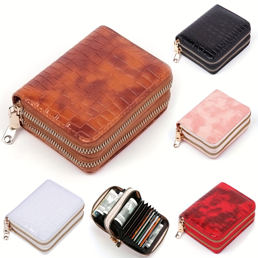 Double Zipper Wallet, Women's Short Credit Card Holder, Multifunctional  Large Capacity Coin Purse - Temu