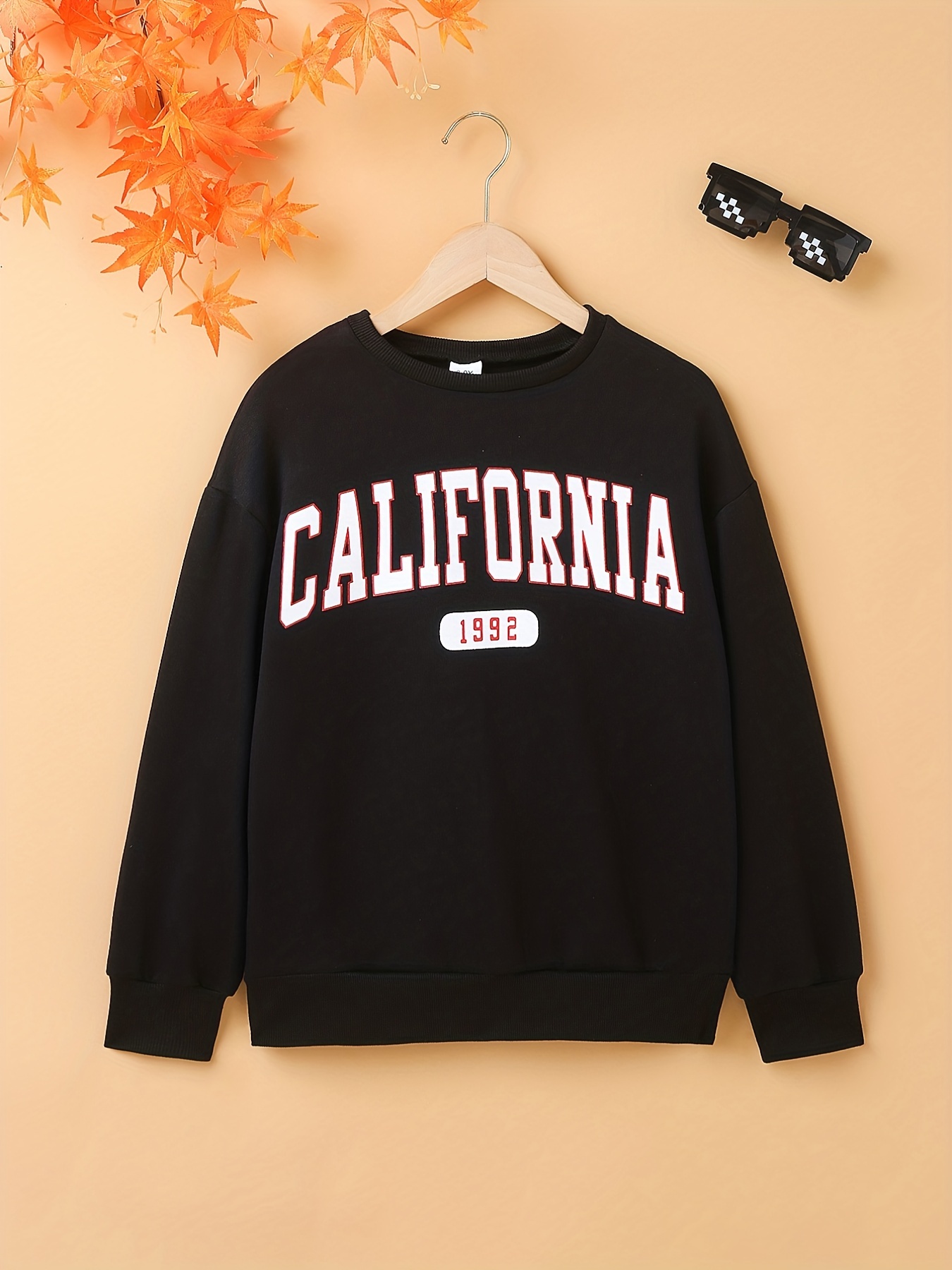 California Sweatshirts For Teen Girls Round Neck Letter Graphic Oversize  Pullover Comfy Casual Pullover Fall Winter Clothes