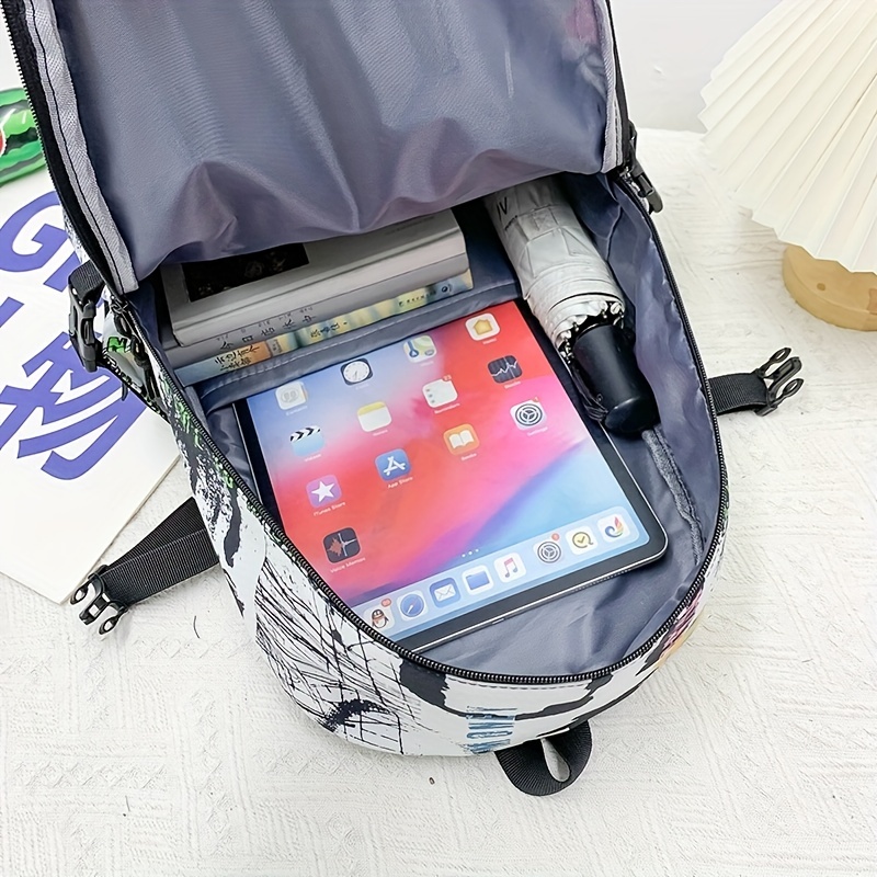 Graffiti Print Laptop Backpack Street Wear Schoolbag