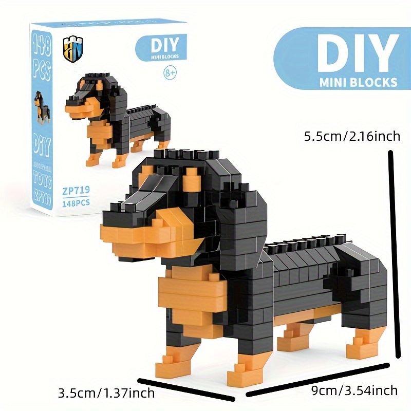 1pc Small Building Blocks Set Of Dachshund, Suitable For Daily