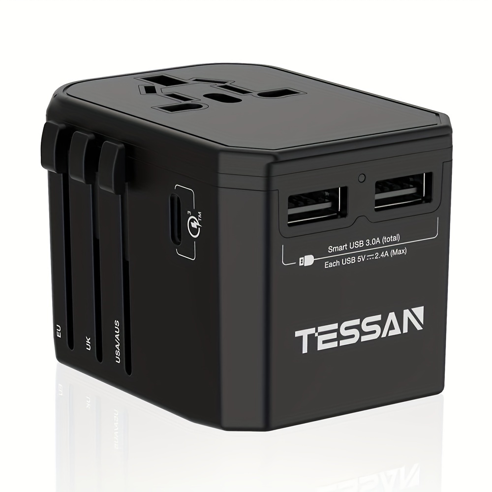 TESSAN 6 in 1 Multiple USB Plug with 1 EU Plug and 1 AC Outlet, 3