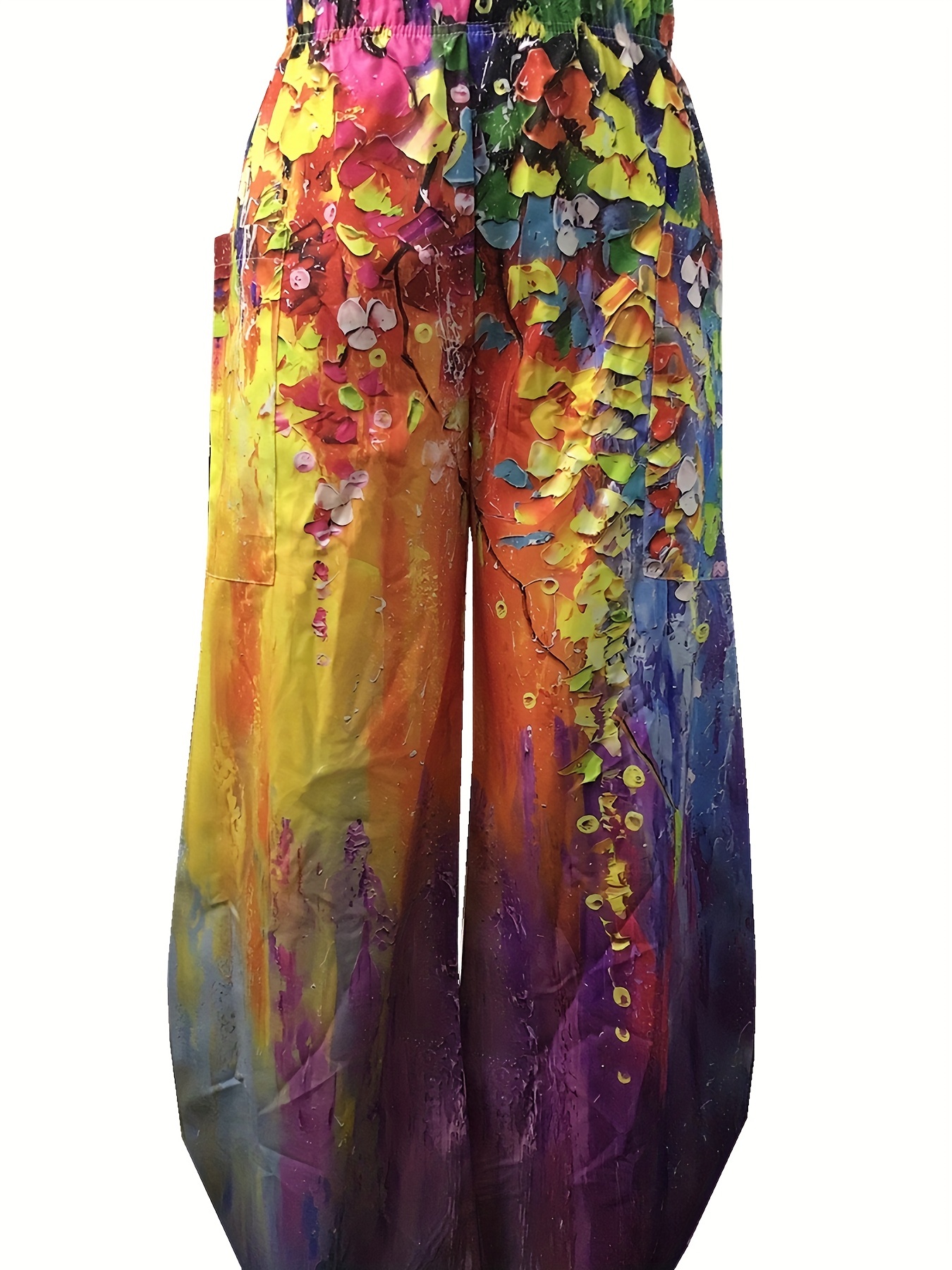 Women's Graphic Print Wide Leg Pants - Cosmic Serenity Shop