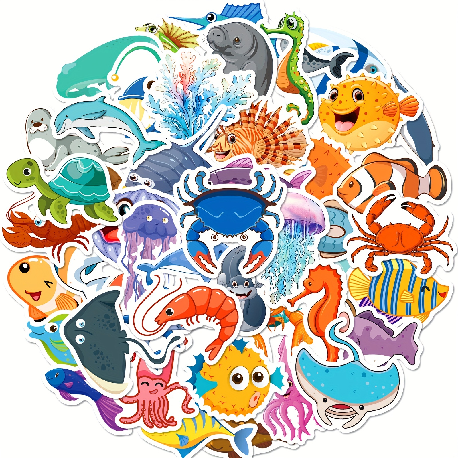 50pcs Ocean Series Graffiti Stickers Waterproof Journal Stickers