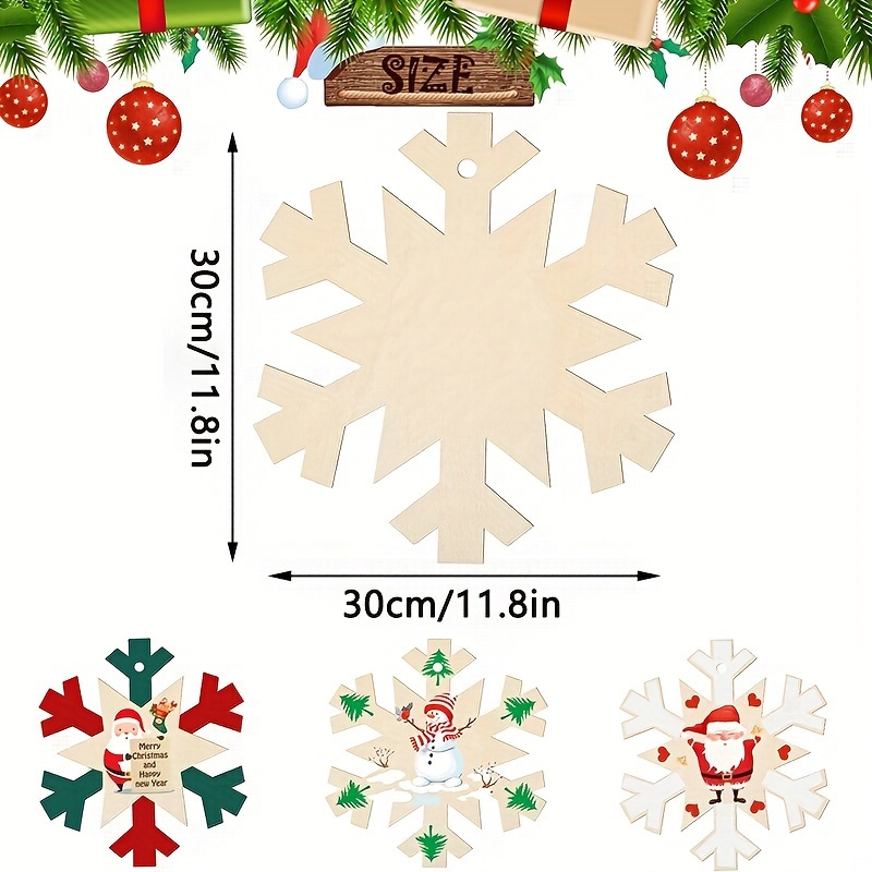 T-Antrix 50pcs DIY Wooden Snowflakes Unfinished Wood Ornaments Cutouts Christmas Wood Snowflake for Christmas Decoration Christmas Tree Hanging