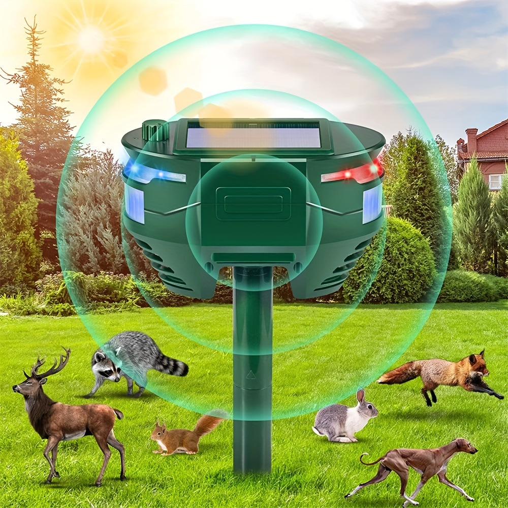  Ultrasonic Animal Repeller,360°Solar Pest Animal Repellent,Cat  Repellent Outdoor,Squirrels Repellent with Motion Sensor & Flashing  Light,Deer Repellent Devices,Repel,Deer,Rabbit,Raccoon,Dog,Bird