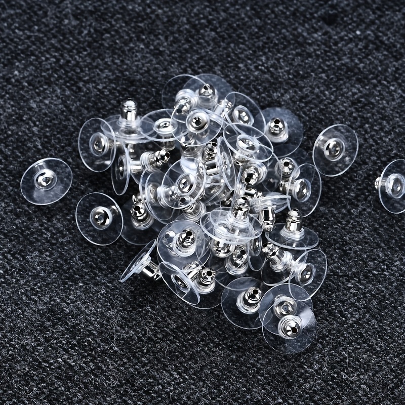 100pcs/lot 11mm Silicone Rubber Earring Clasps, Ear Nuts, Earrings Jewelry  Accessories Plugs, Earring Back Ear Stud Findings For DIY Crafting Jewelry