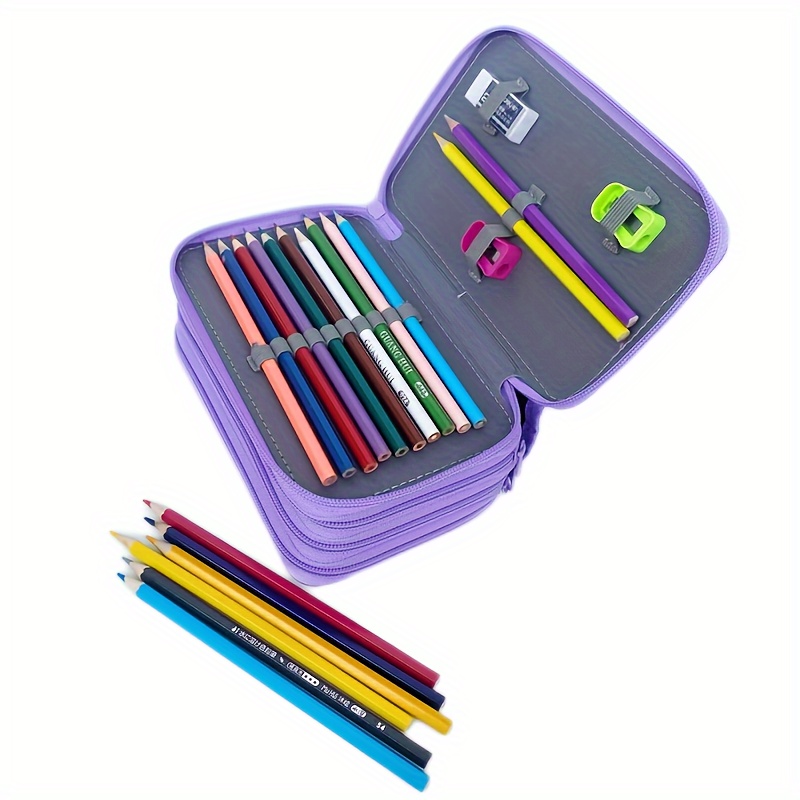 Shulaner 250 Pencil Case or Gel Pen Case with 5 Zipper Large
