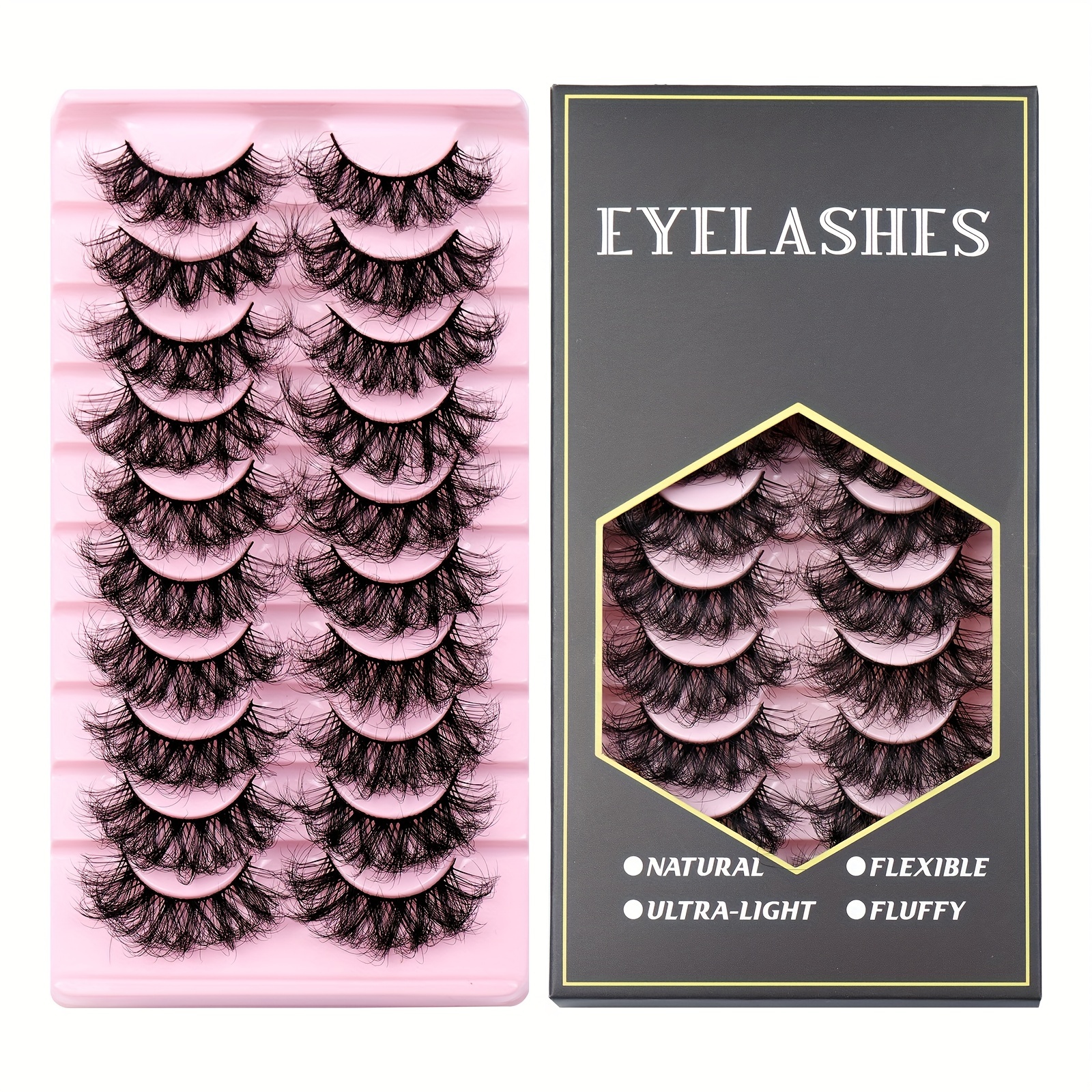 10 Pairs Thick Curling Messy Faux Mink False Eyelashes