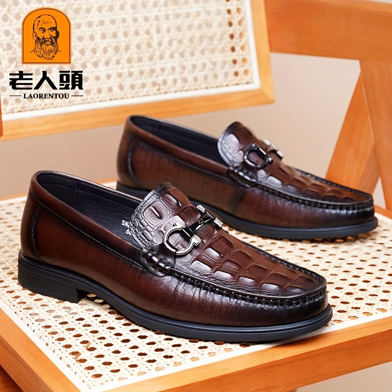 Laorentou Men's Premium Leather Horsebit Loafer Shoes, Lightweight Non-slip Casual  Shoes, Spring And Summer - Temu