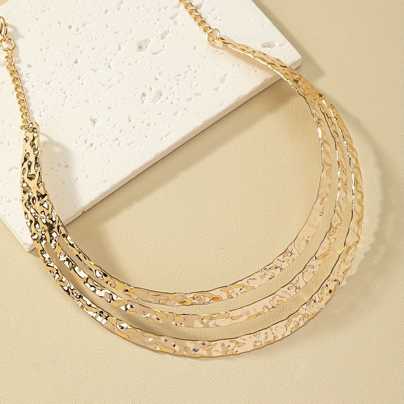 Exaggerated 14K Plated Alloy Minimalist Style Collar Necklace