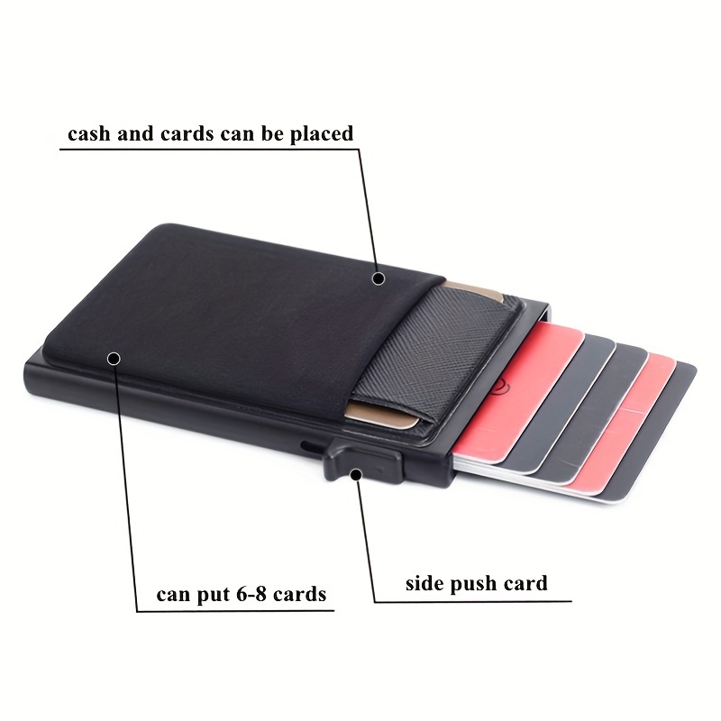 Aluminum Wallet With Elasticity Back Pouch Credit Card Holder Rfid Mini  Slim Wallet Automatic Pop Up Credit Card Case, Free Shipping On Items  Shipped From Temu