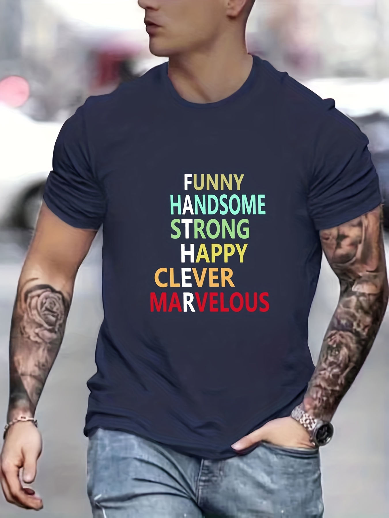 Funny Father Handsome Strong Happy Clever Marvelous T-Shirt