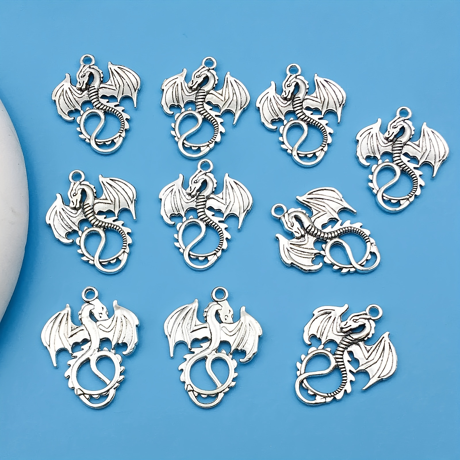 Randomly Mixed 10pcs/Set Silvery Alloy Dragon Charms Pendants For DIY  Necklace Bracelet Earrings Jewelry Making Handmade