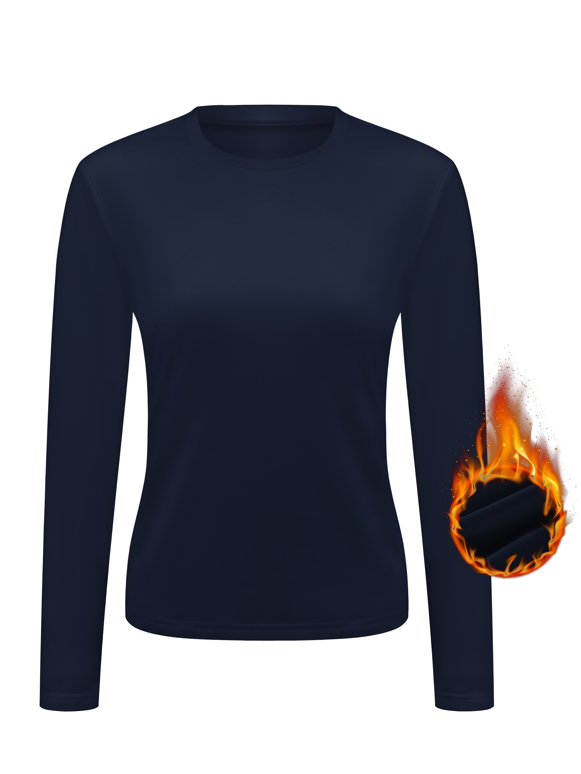 Women's Thermal Tops Solid Long Sleeve Crew Neck Shirts - Temu