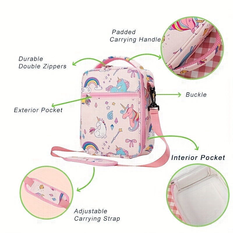 Lunch Box For Kids, Unicorn Print Insulated Lunch Bag, Portable Lunch Bag -  Temu