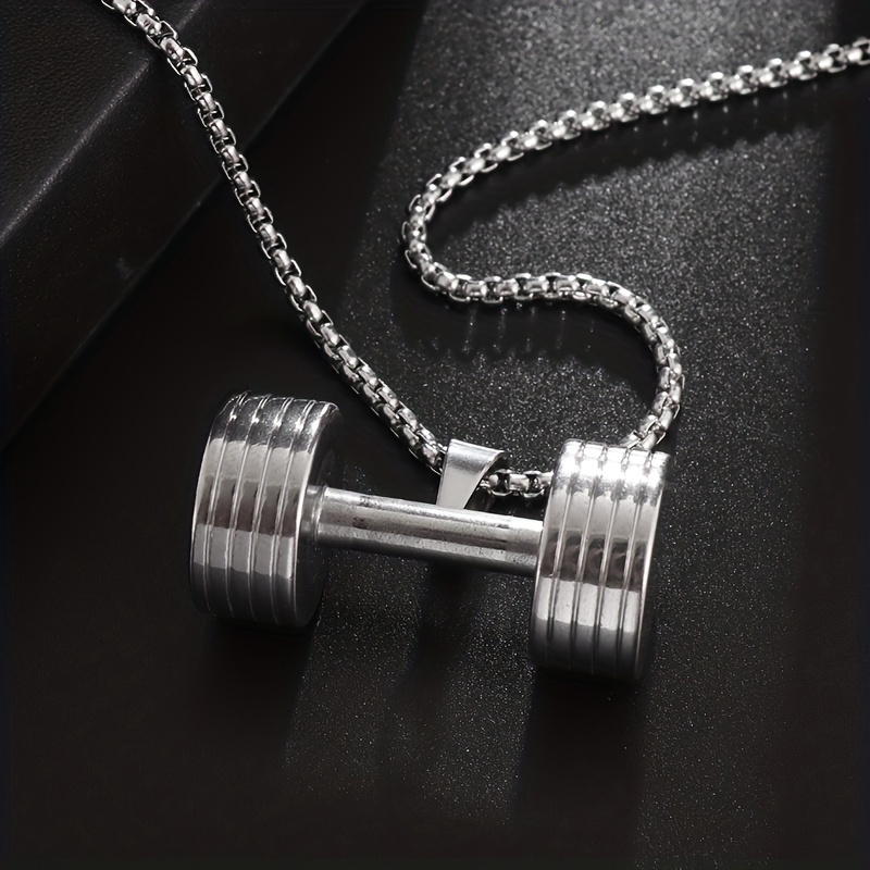 Fitness Jewelry Titanium Steel Barbell Necklace Girl Gym Gifts For