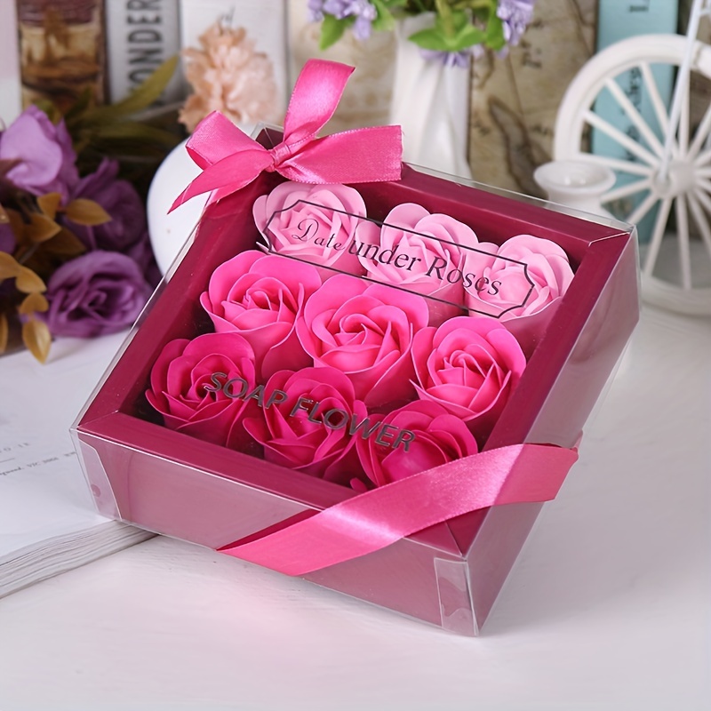 Model Valentine's Soap LED Ornament Bouquet Light Day Rose Cover Two Gift  Decoration Imitation Glass Home Decor Artificial Flower Heads Winter