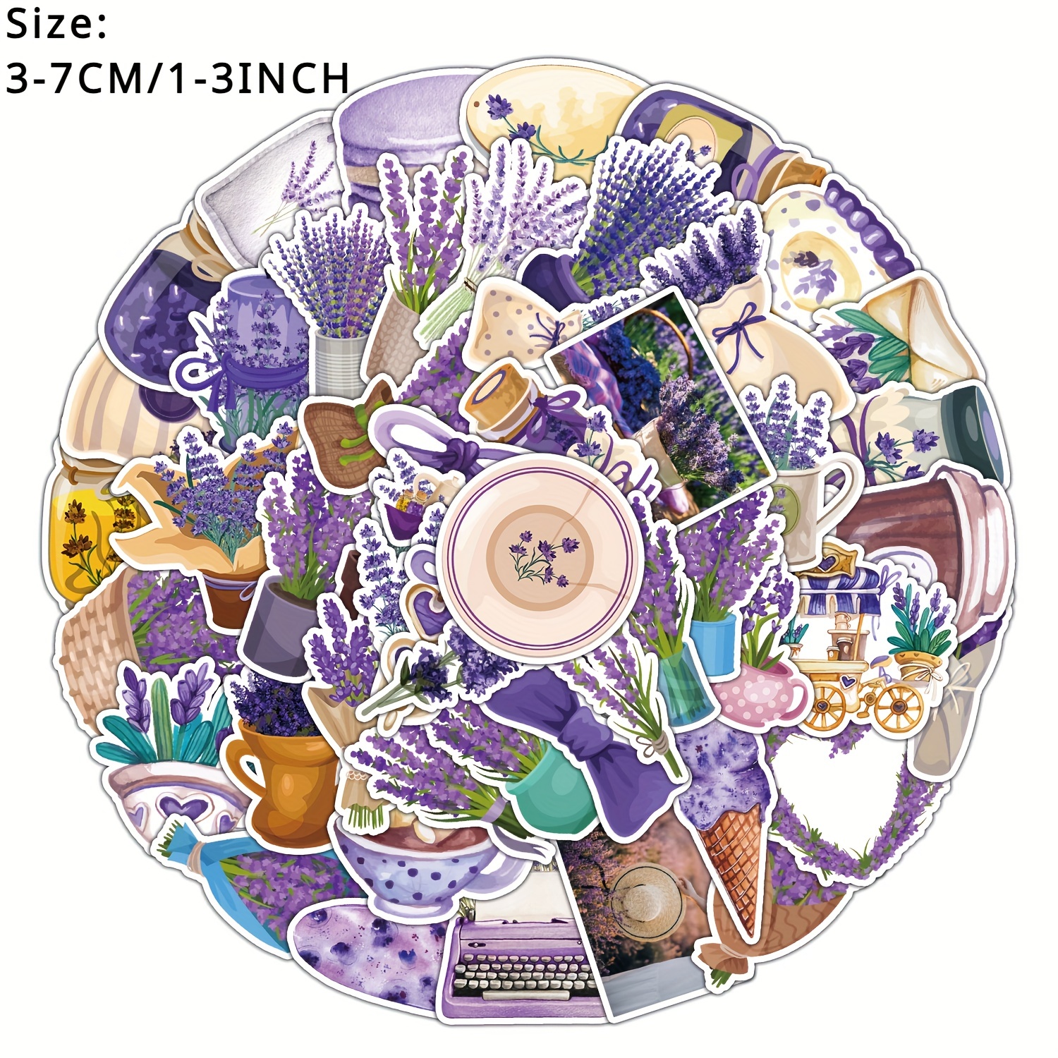50pcs Lavender Series Phone Case Stickers Waterproof DIY Creative Stick