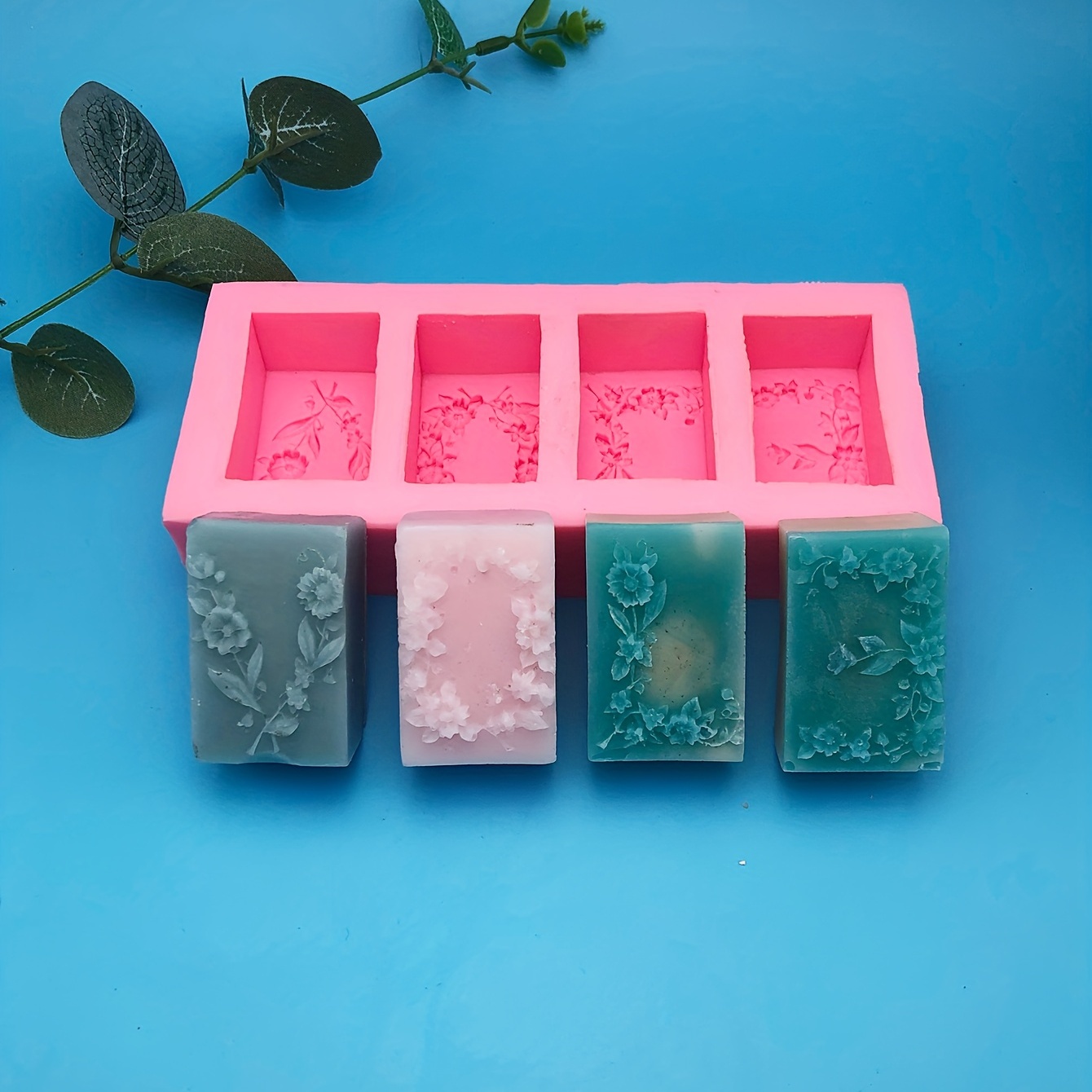 Moldes de silicona para jabón hecho a mano, moldes para manualidades con  flores rosas, DIY, suministros