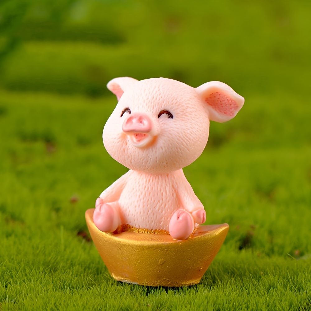 5pcs Resin Crafts Adorable Little Pigs Figurines Miniature Fortune Pig  Micro Landscape Creative Gifts Decoration Home Furnishing
