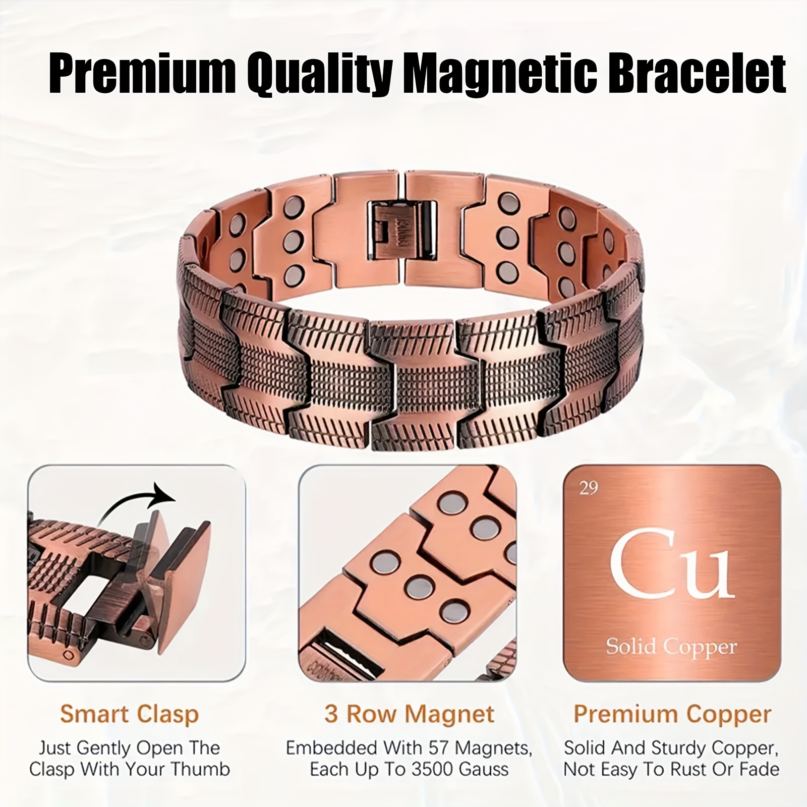 Solid copper magnetic bracelet, copper bracelets for arthritis