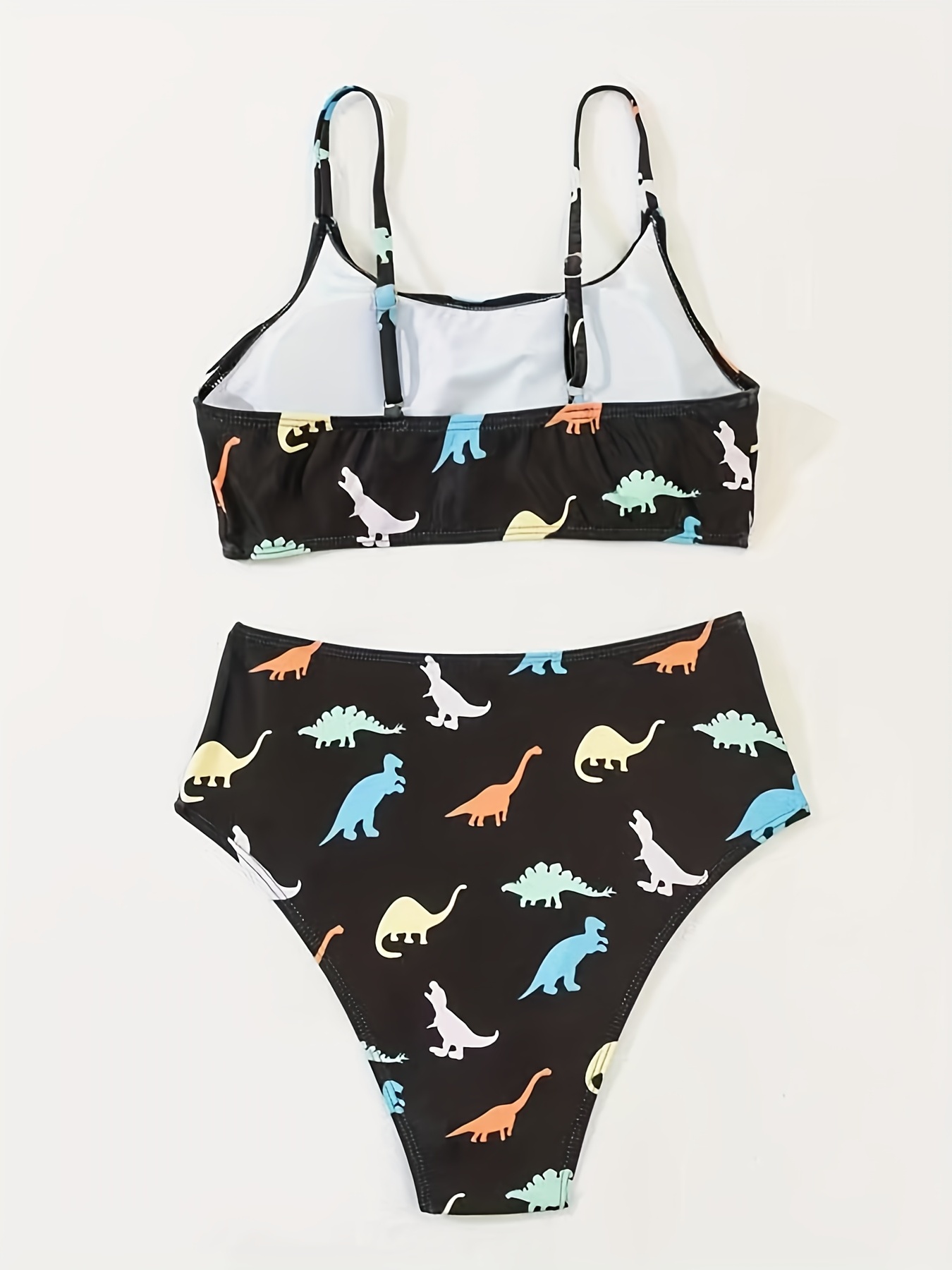 U-neck Spaghetti Straps Summer Bikini Two Pieces Dinosaur Print