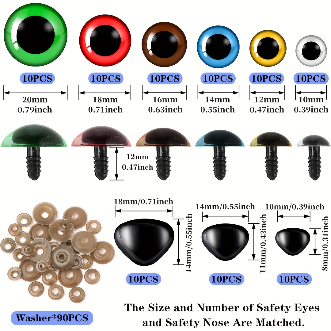 Large Safety Eyes Noses Plastic Black Eyes Washers Crochet - Temu
