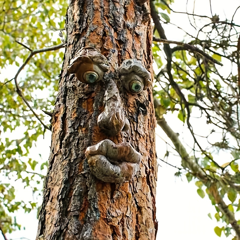 Visage d'arbre, décoration pour tronc d'arbre, décoration de jardin Décorations  d'art fantaisiste Sculpture de visage d'arbre