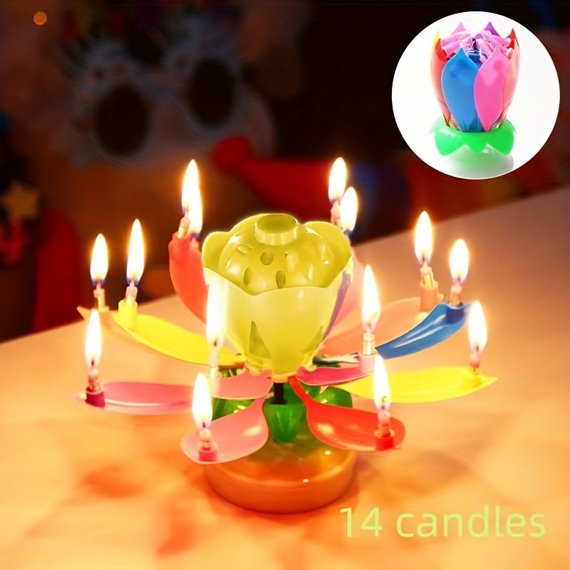 Birthday Candles Children Creative Rotating Flowers - Temu