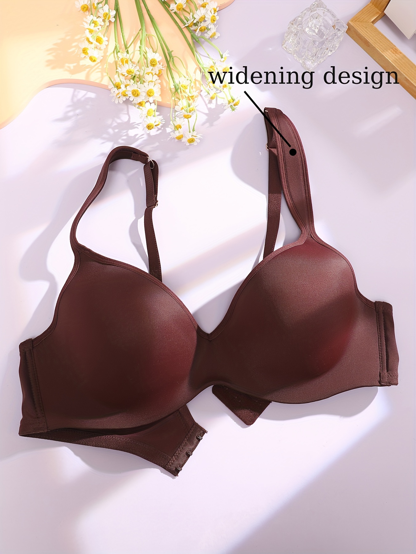Plus Size Simple Bra Women's Plus Solid Full Cover Padded - Temu