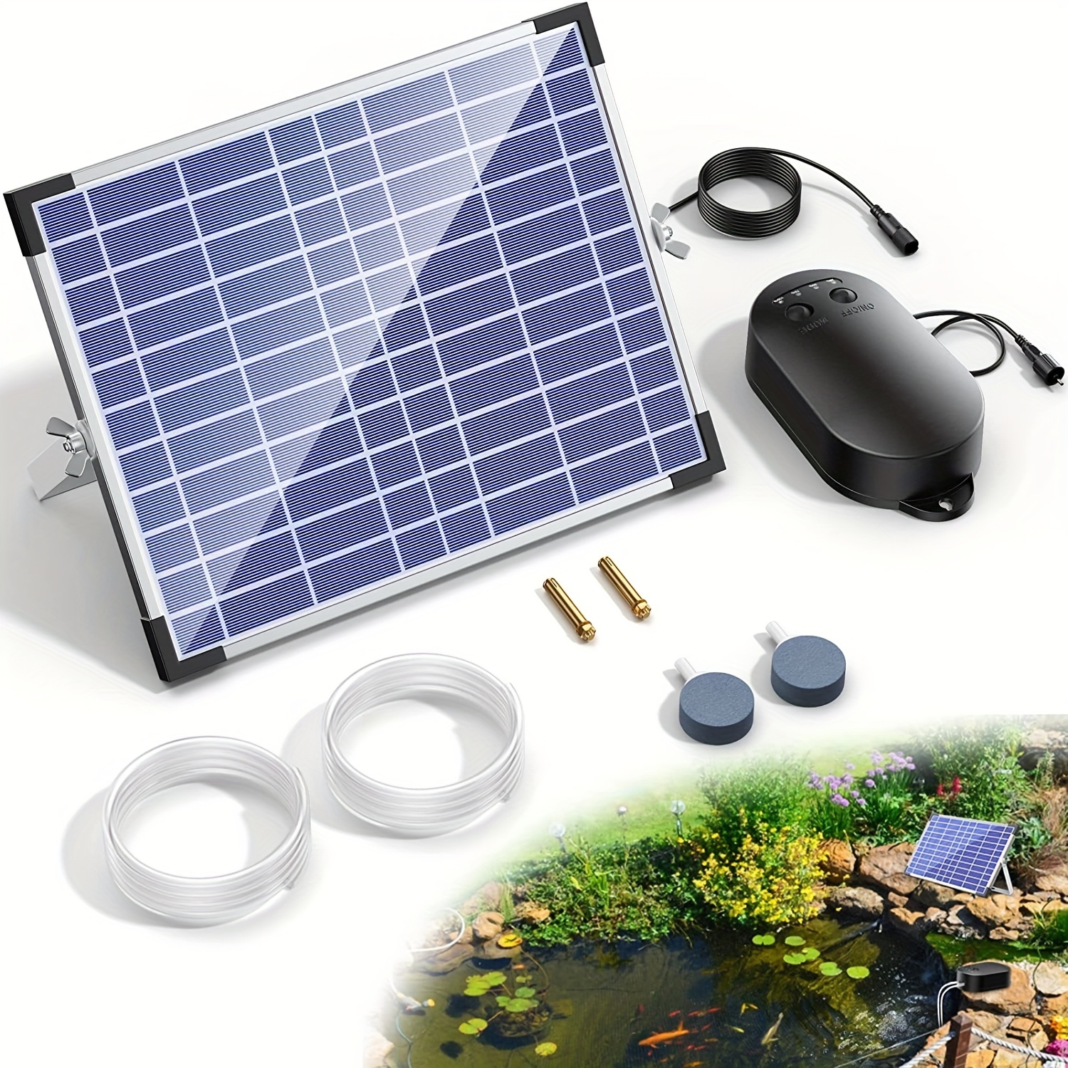 Oxigenador de energía solar, bomba de aire para acuario, bomba de aire,  aireador para estanque de piscina