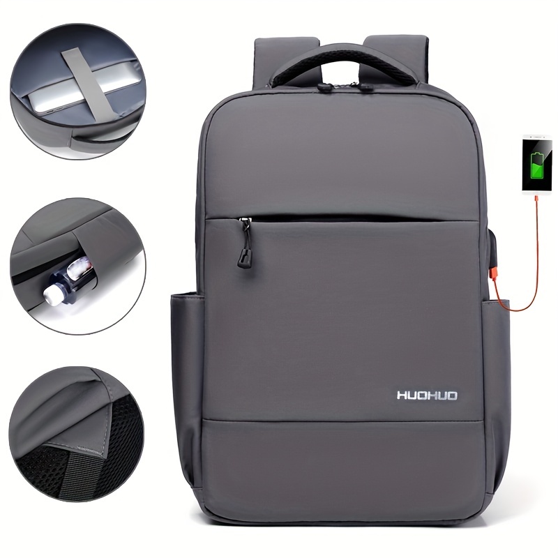 Mochila para ordenador portátil de 17 para hombre, bolsa impermeable de  nailon, multifunción, ampliable, con carga USB, para viaje de negocios -  AliExpress