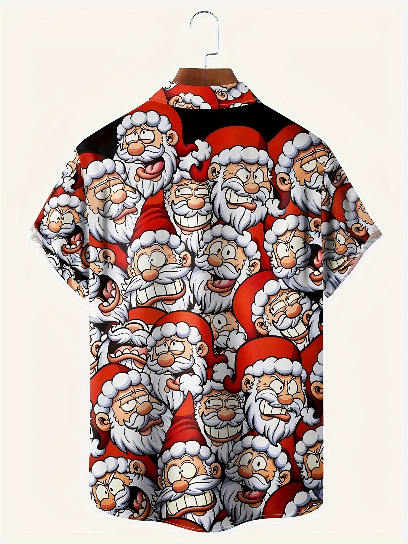 Santa Claus Fishing pattern Chrismtas clothing Chest Pocket Short Sleeve  Hawaiian Shirt