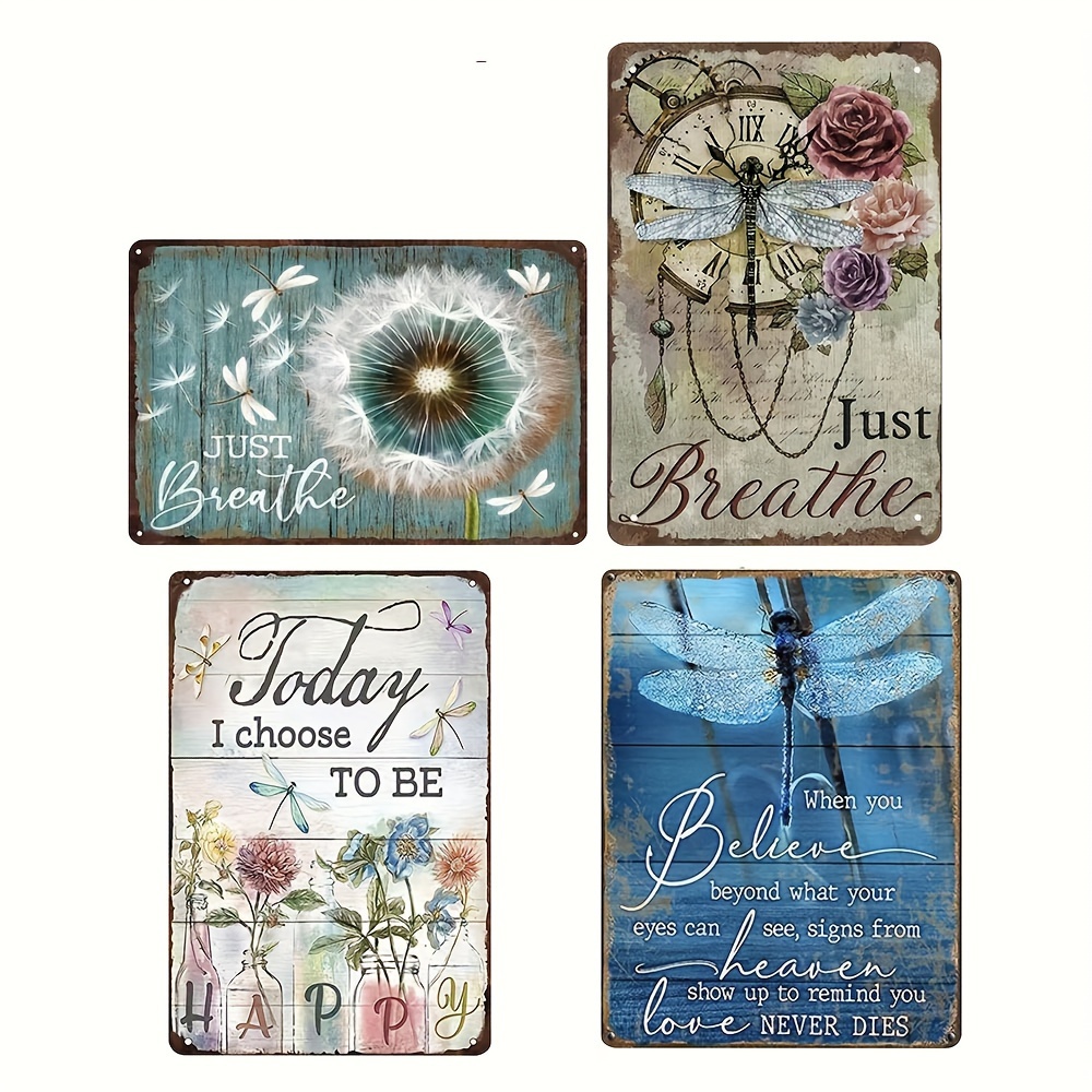 Dragonfly Metai Tin Sign Dragonfly Wall Art Those We Love Don'T Go Away  They Fly Beside Us Every Day Signs Dragonfly Gifts For Women Quote Metal  Sign Dragonfly Wall Decor Just Breathe