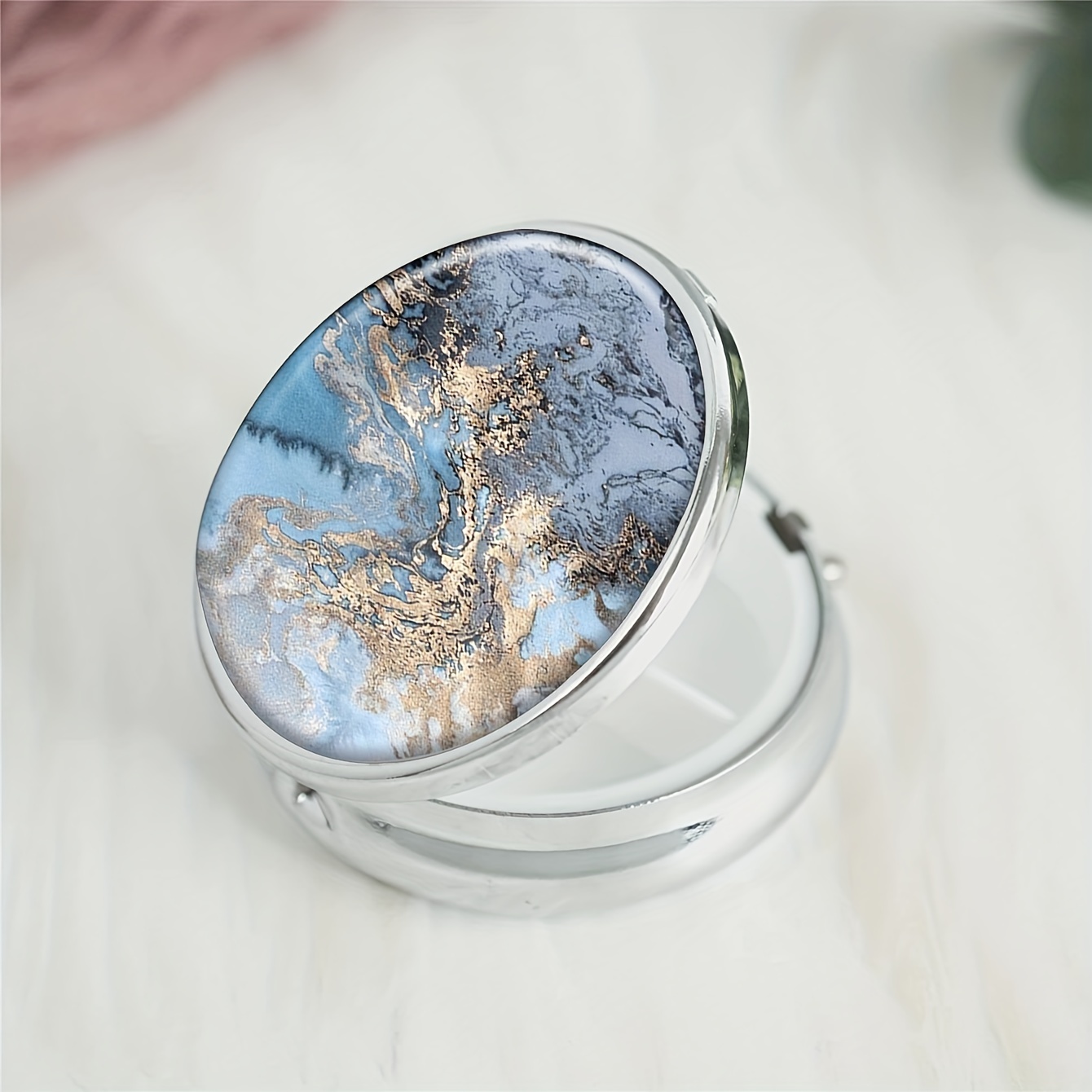 Galaxy Moon Marble Round Pill Box, 3 Compartment Mini Decorative Pocket  Purse Portable Travel Medicine Tablet Vitamin Holder Organizer Pill Case -  Temu Australia