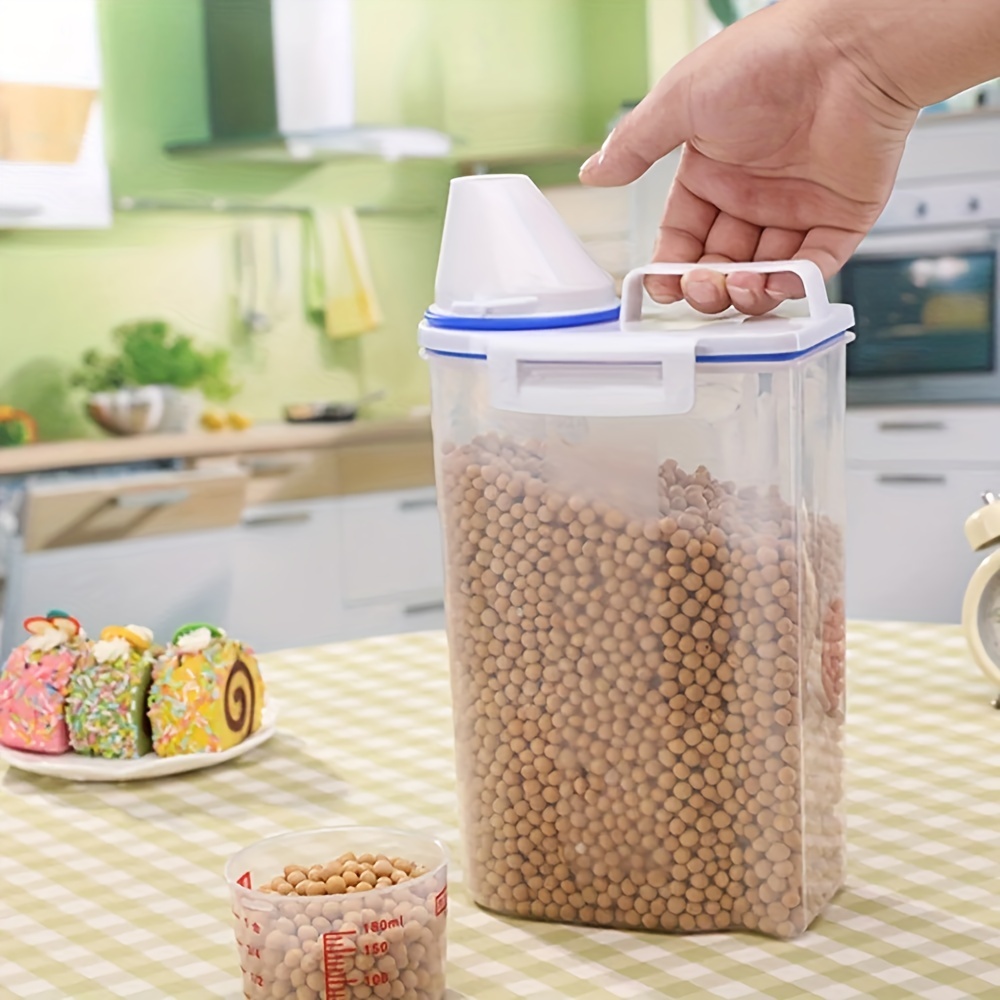 Cereal Storage Container, Kitchen Organizer With Measuring Cup, Airtight  Seal Lid, Suitable For Cereal Flour Rice Beans And Other Foods