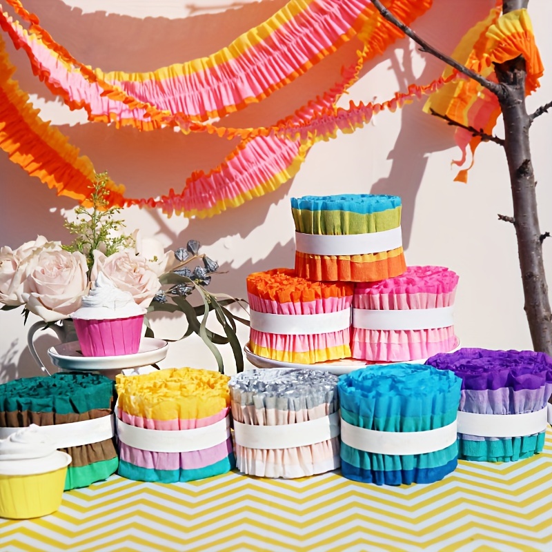 25M Macaron Pastel Crepe Streamers Roll Paper Backdrop Pastel