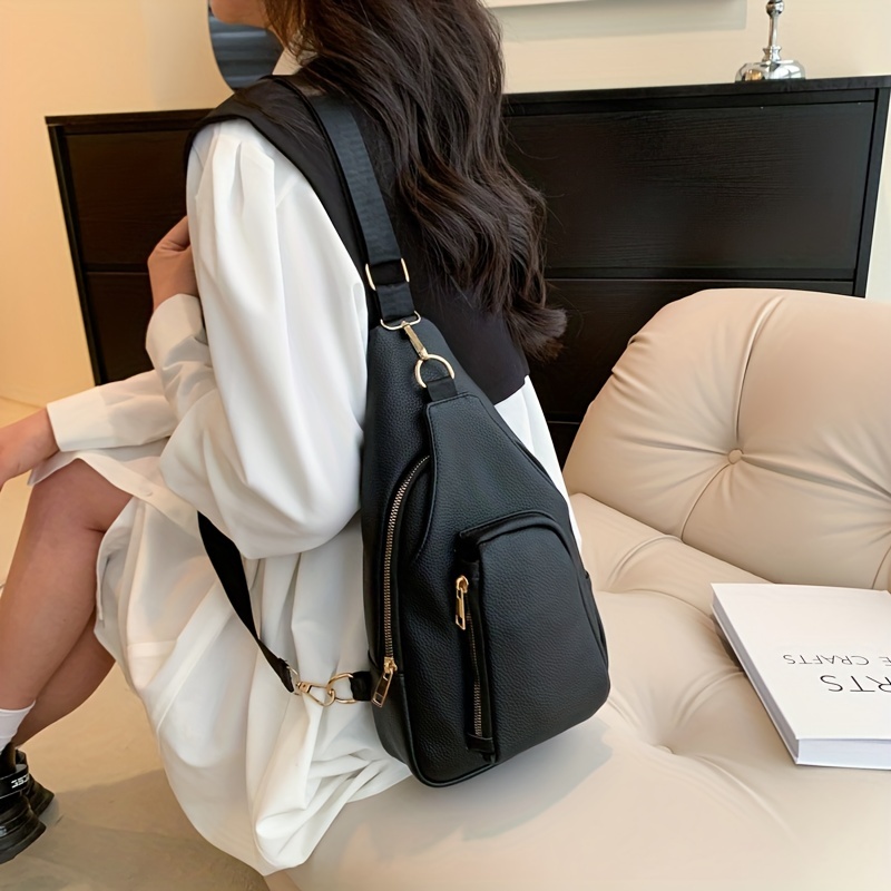 Fashion Printed Sling Bag, Women's Multi Pocket Chest Purse, Pu Leather  Crossbody Bag For Travel Sports - Temu