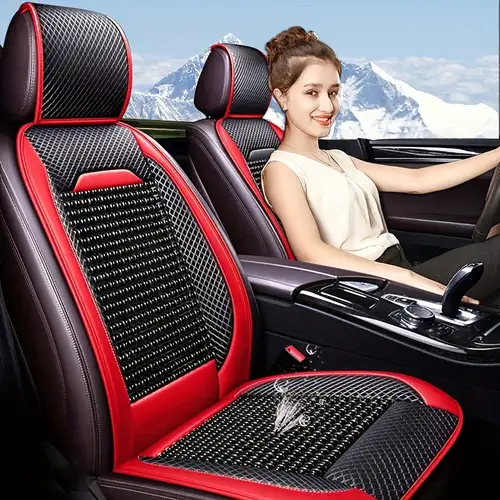 1pc Holzperlen Sommer Cool Sitzbezug, Automotive Universal 4