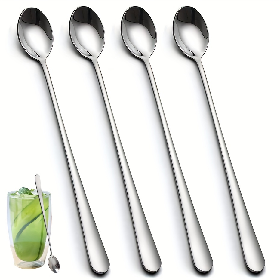 Metal Stir Sticks Stainless Dessert Spoons Tablespoon Scoop Ice Cream Spoon  Metal Spoon Coffee Stirrers Handle Mixing Spoons Iced Tea Stirrers Drink